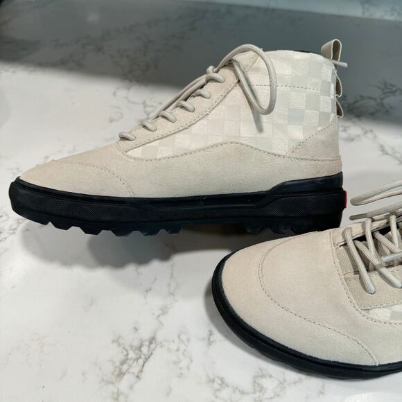 New Vans Colfax Boots Sneaker High Top Cream Checked Lace Up Sz EU 40 US 7.5 - Picture 5 of 7